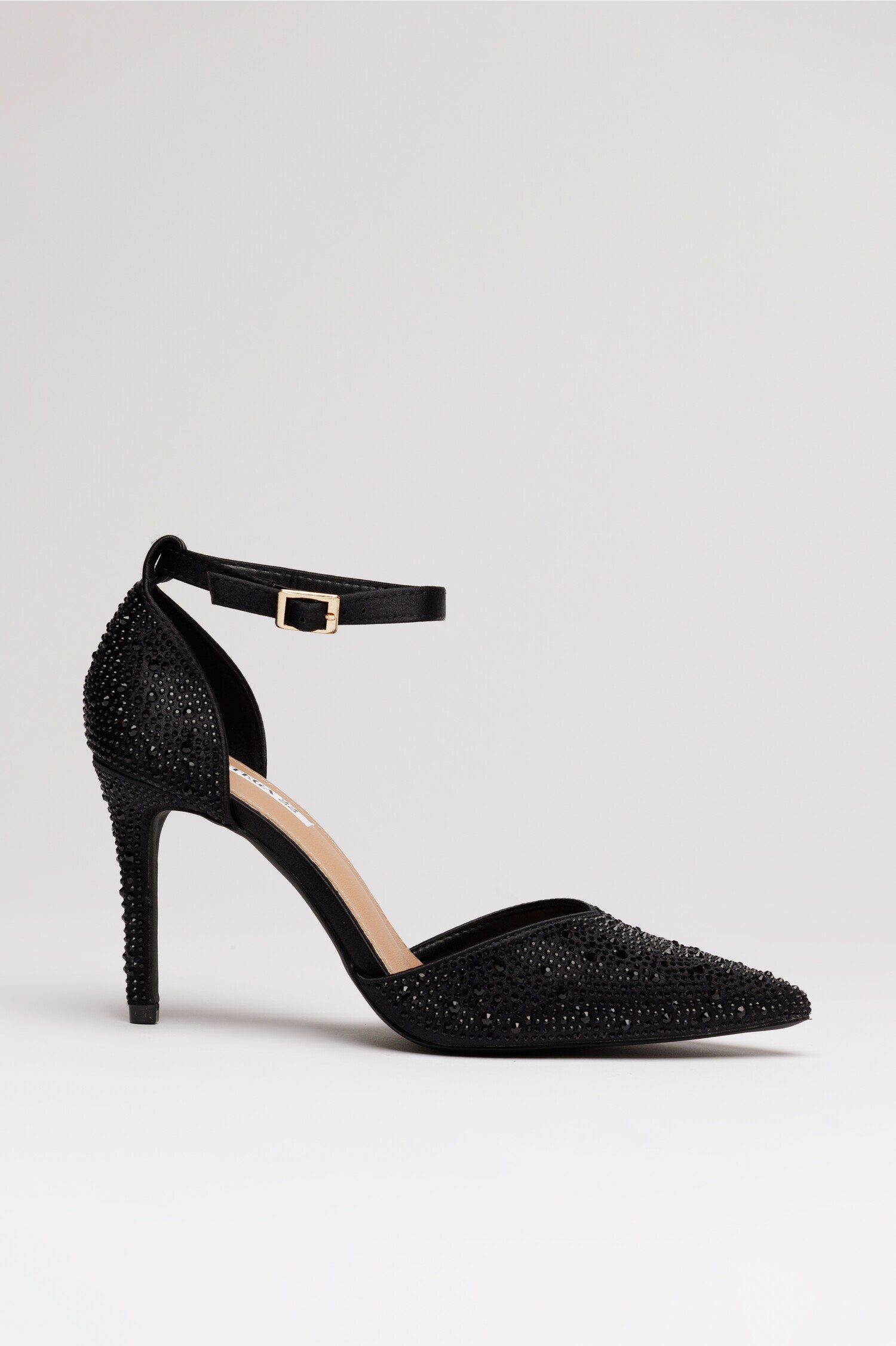 Pantofi Eleganti Negri cu Strasuri - Toc 10cm
