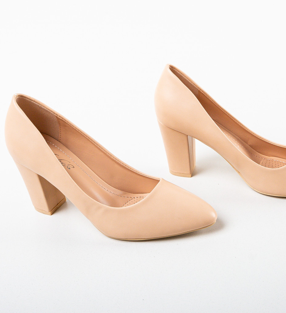 Pantofi Dama Currie Bej cu Toc Elegant - imagine 6