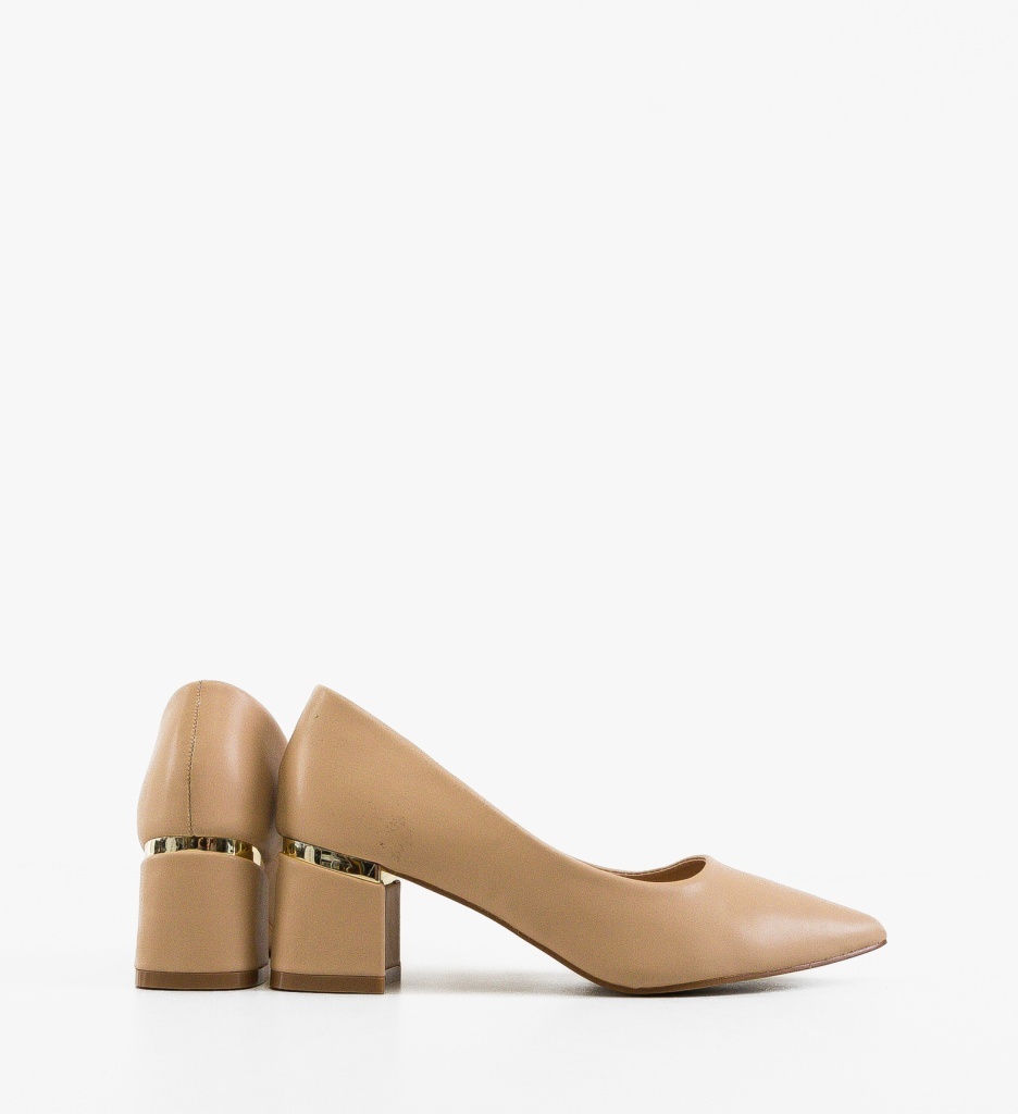 Pantofi Helen Bej cu Toc Eleganti - imagine 8