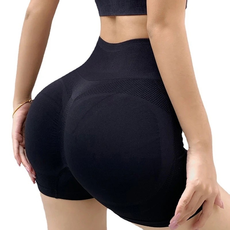 Colanti scurti dama tip ciclism negri, efect Push-Up, LGS01