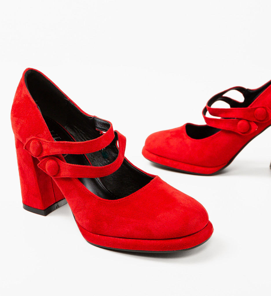 Pantofi Vintage Rosii cu Toc - Eleganță Clasică - imagine 4