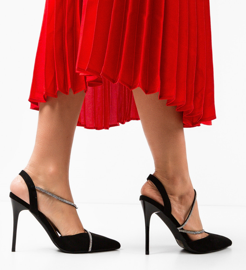 Pantofi cu toc Tuay negri eleganți - imagine 3