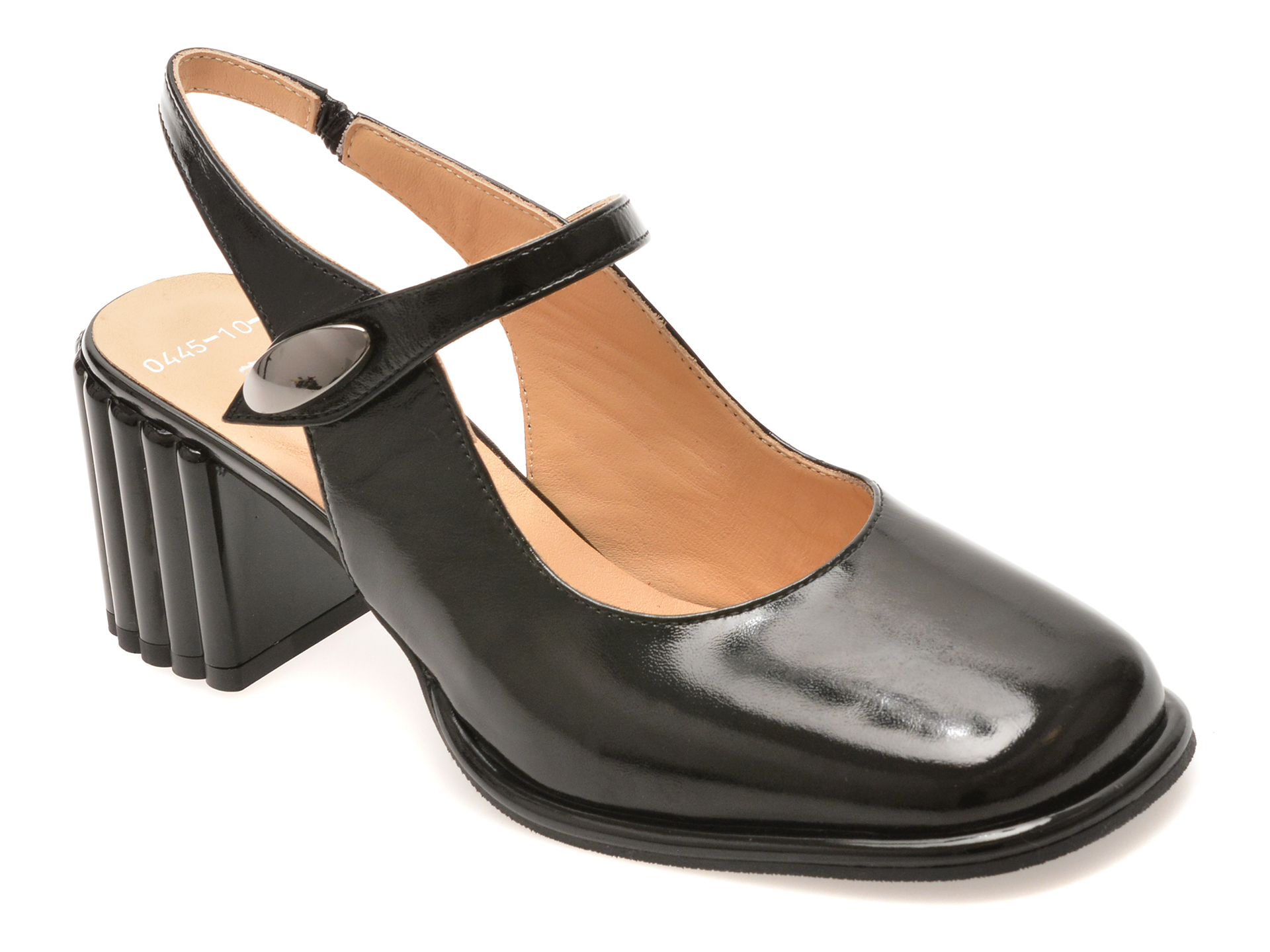 Pantofi Epica negri din piele lacuită eleganți