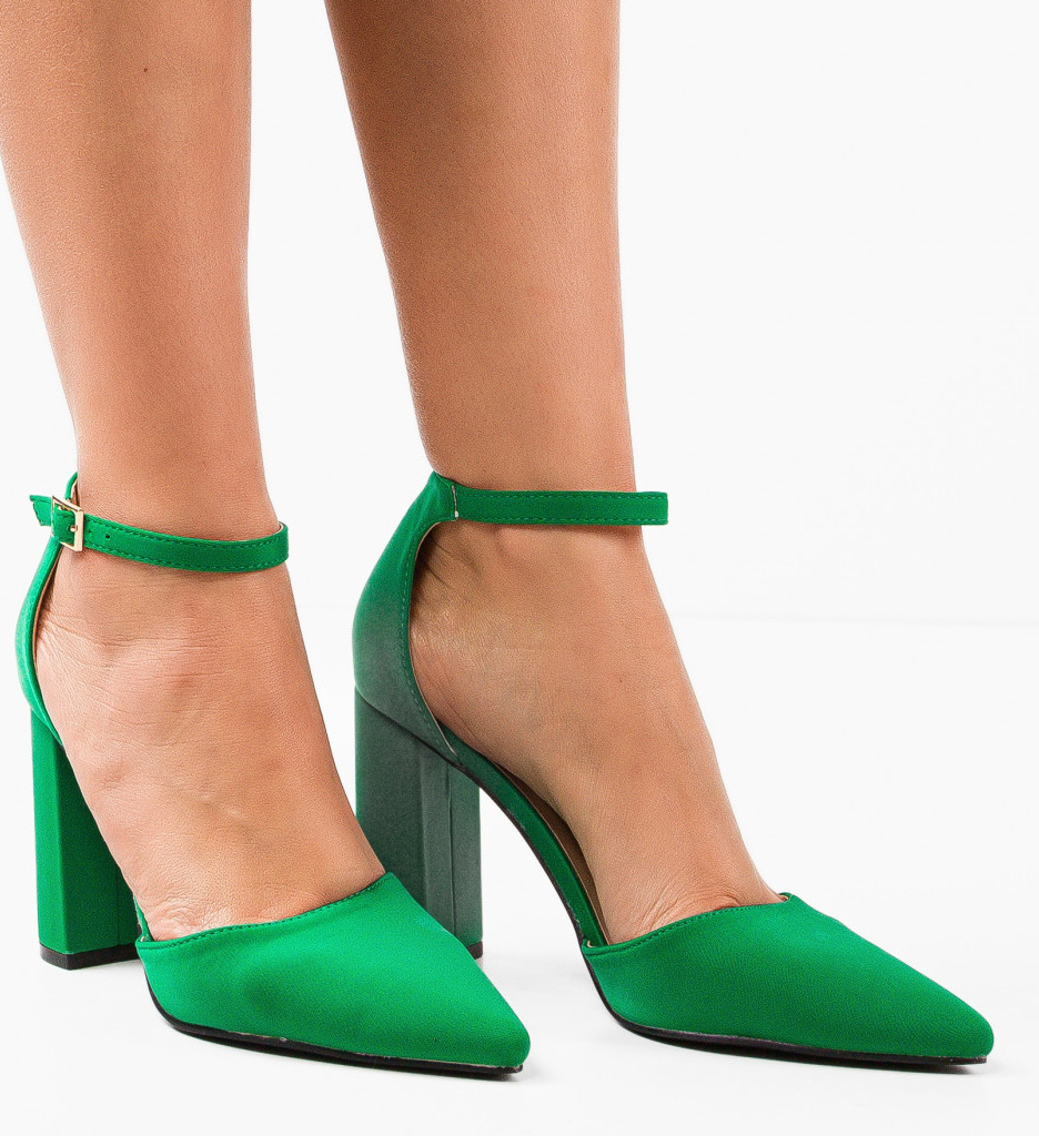 Pantofi Johnath Verzi Eleganți cu Toc - imagine 3