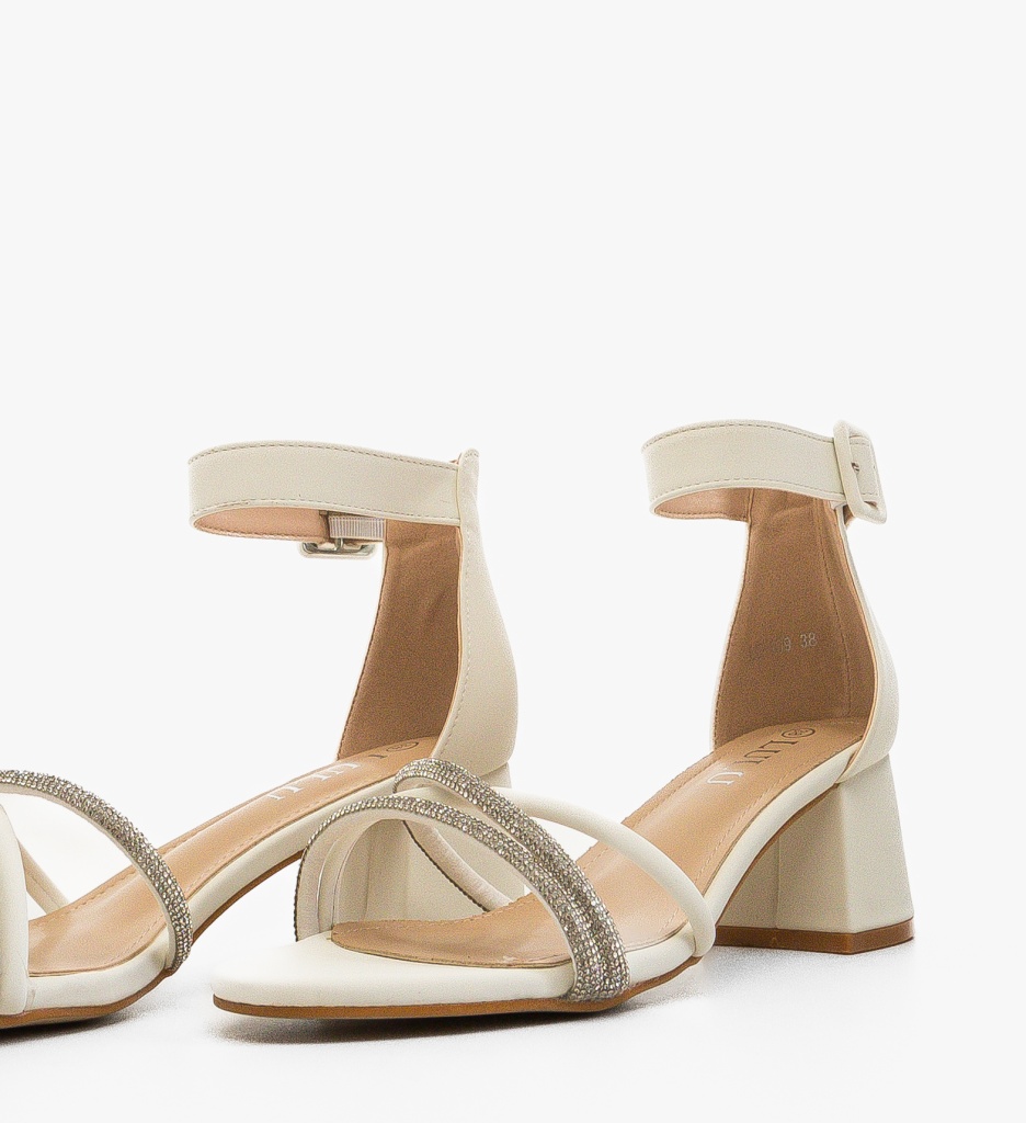 Sandale Dama Lazy Albe cu Toc Elegante - imagine 4