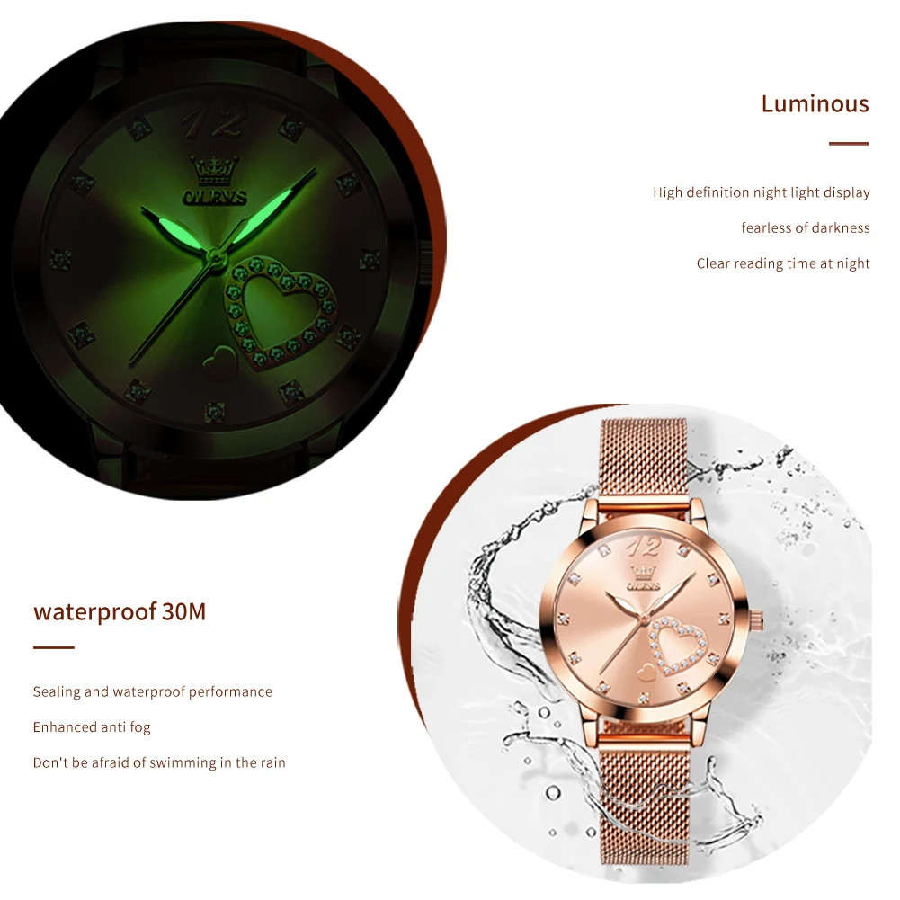 Ceas Olevs Dama Rose Gold Otel Inoxidabil - imagine 3