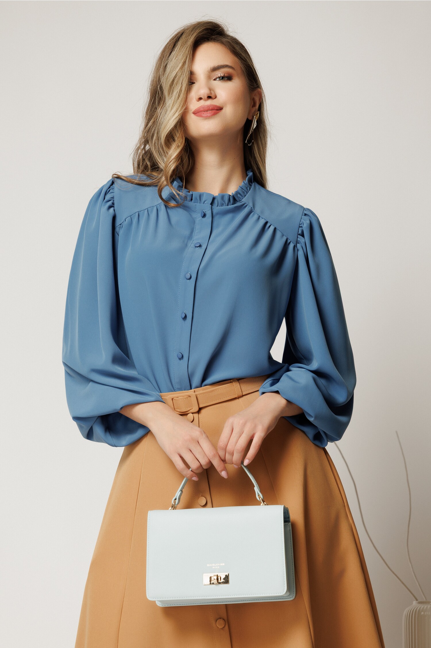 Cămăși DY Fashion Albastră Elegantă