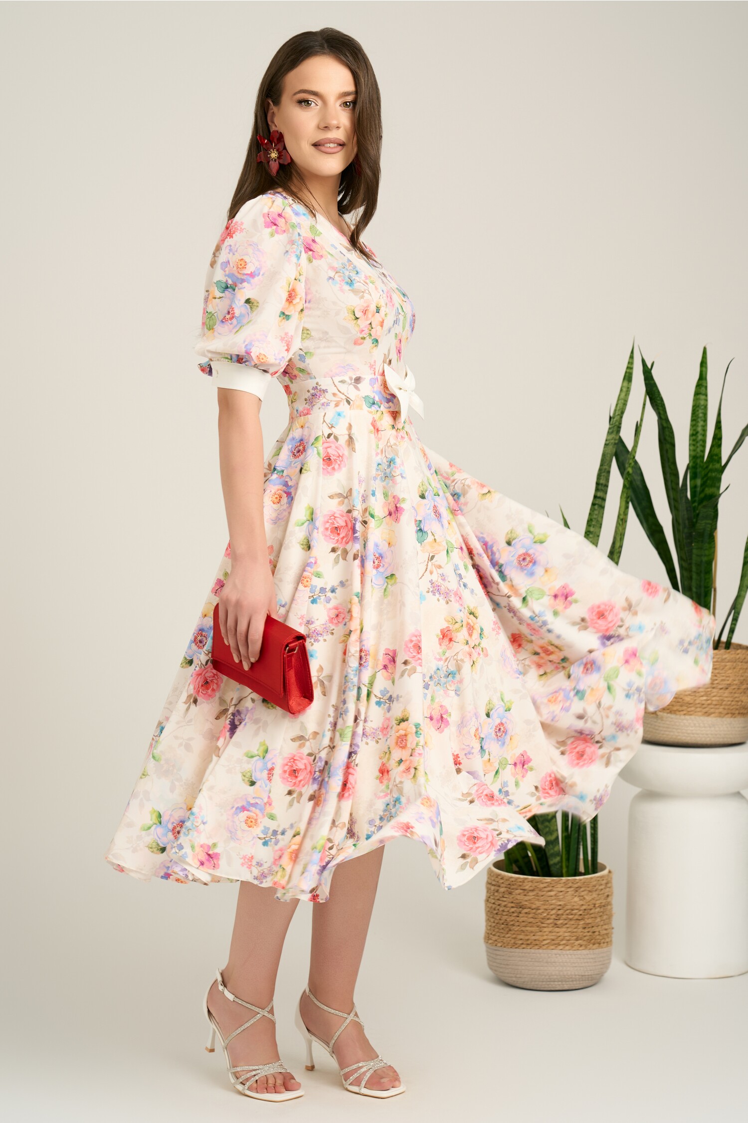 Rochie DY Fashion Midi Floral cu Funda