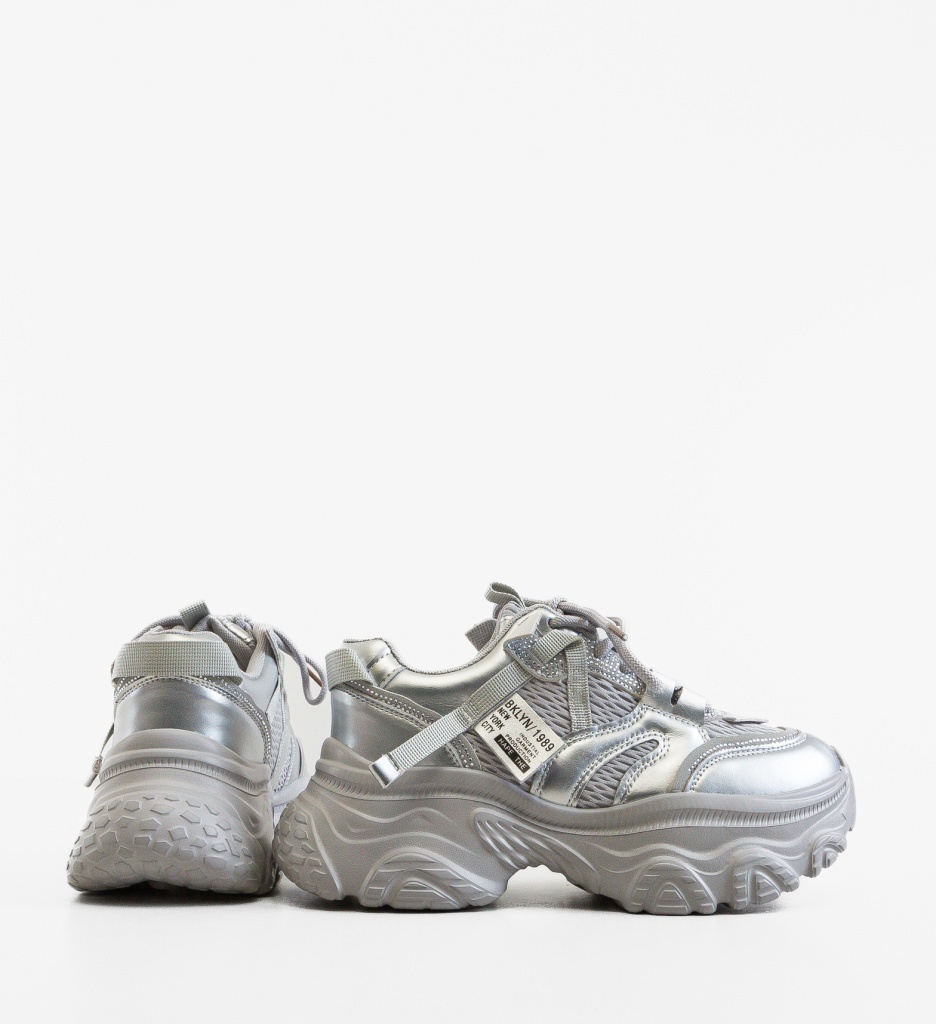 Sneakers Dama Careof Argintii - Stil și Confort - imagine 2