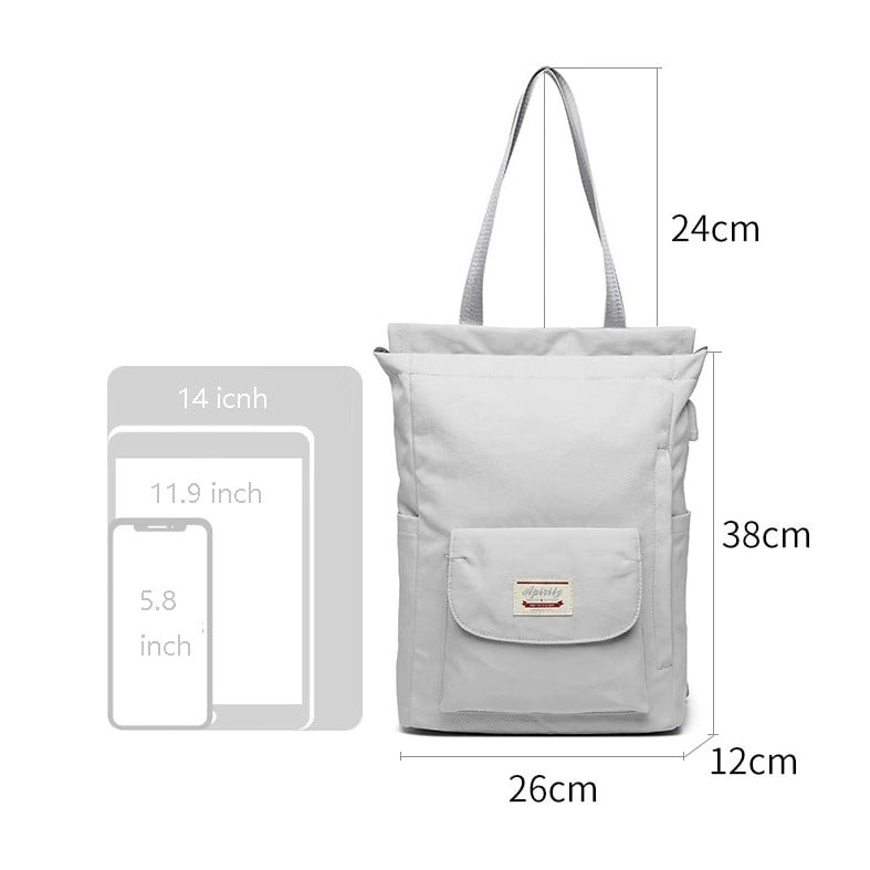 Rucsac Dama Pfy Cazimira Gri, cu USB și Impermeabil - imagine 11