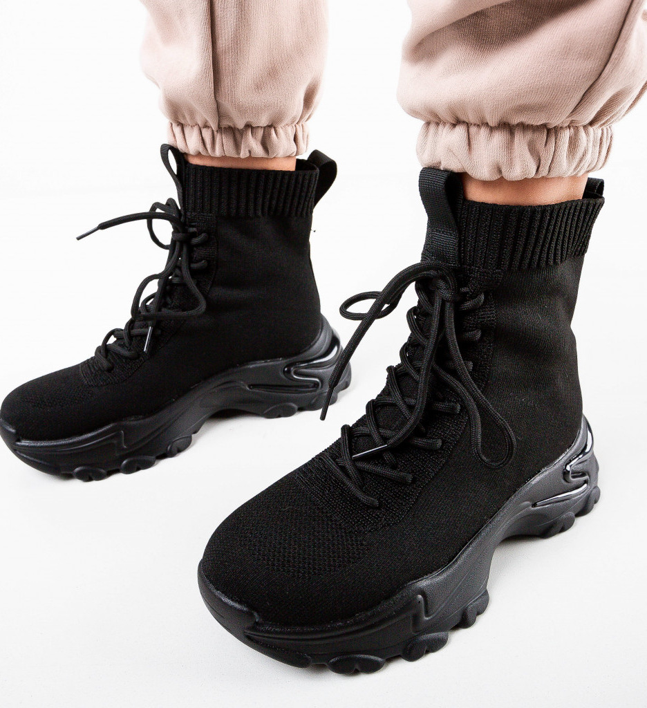 Pantofi Sport Mendra Negri - Confort & Stil - imagine 3