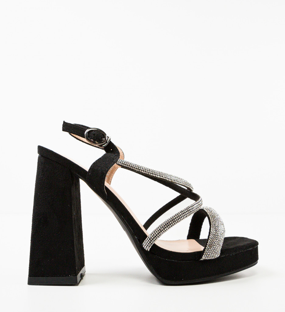 Sandale Boots Negre Elegante cu Toc Stabil - imagine 5