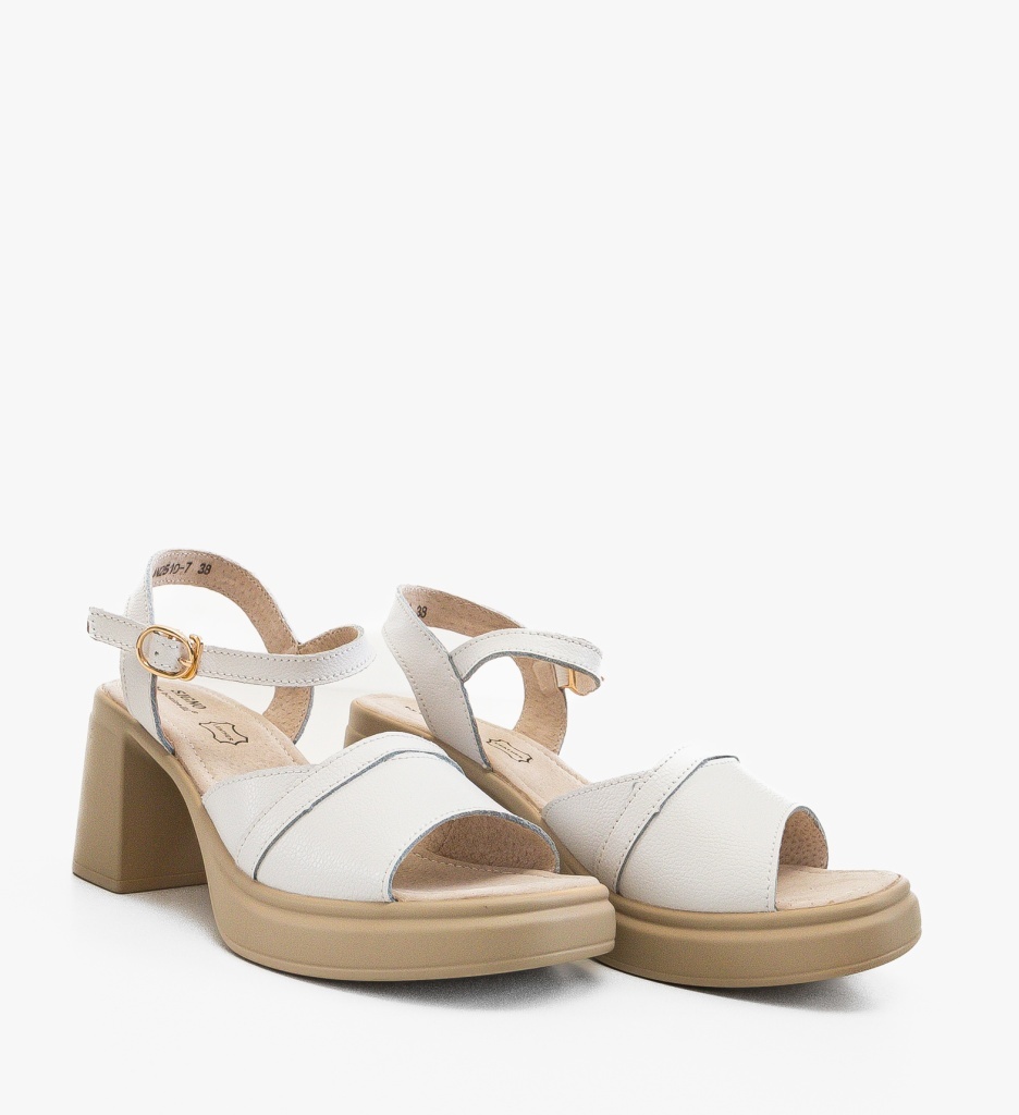 Sandale cu toc Gaguwa Albe – Eleganță și Stil - imagine 4