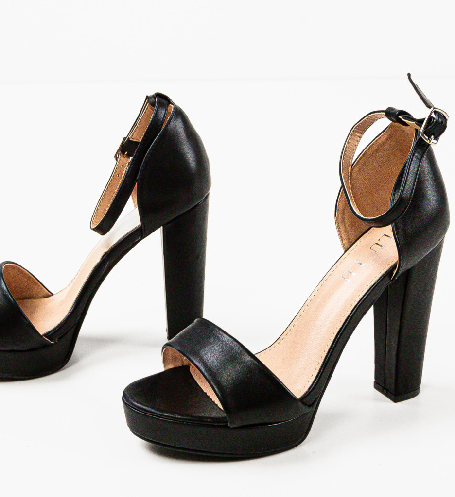 Sandale Franopo Negre cu Toc Elegant - imagine 6