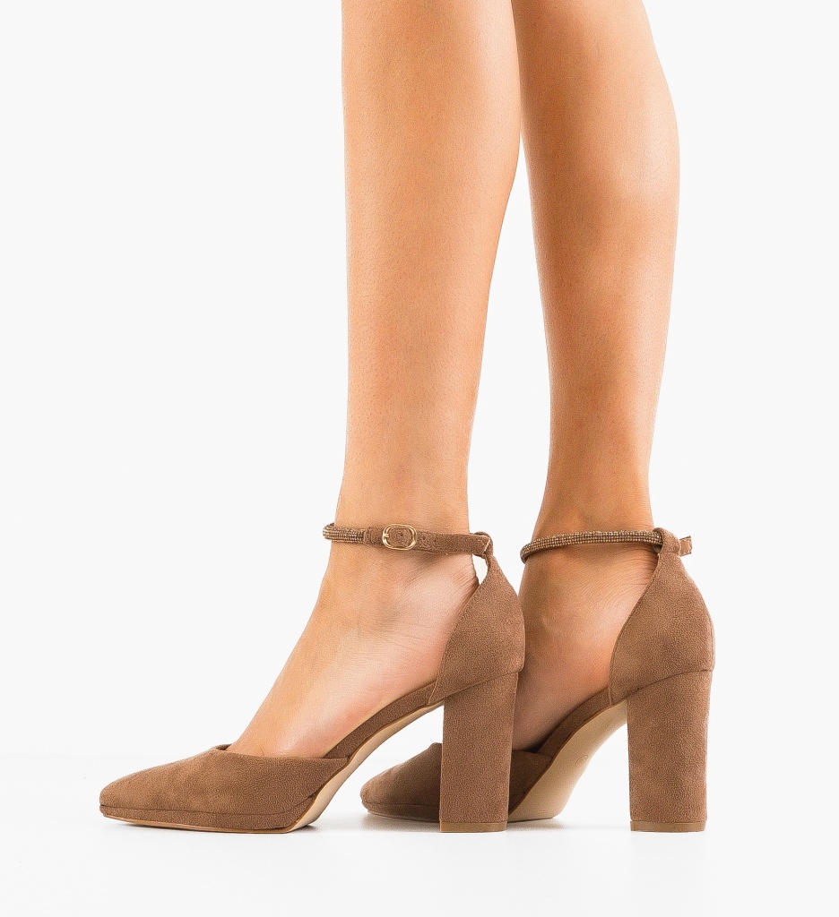 Pantofi dama Kobe Khaki cu toc elegant - imagine 2