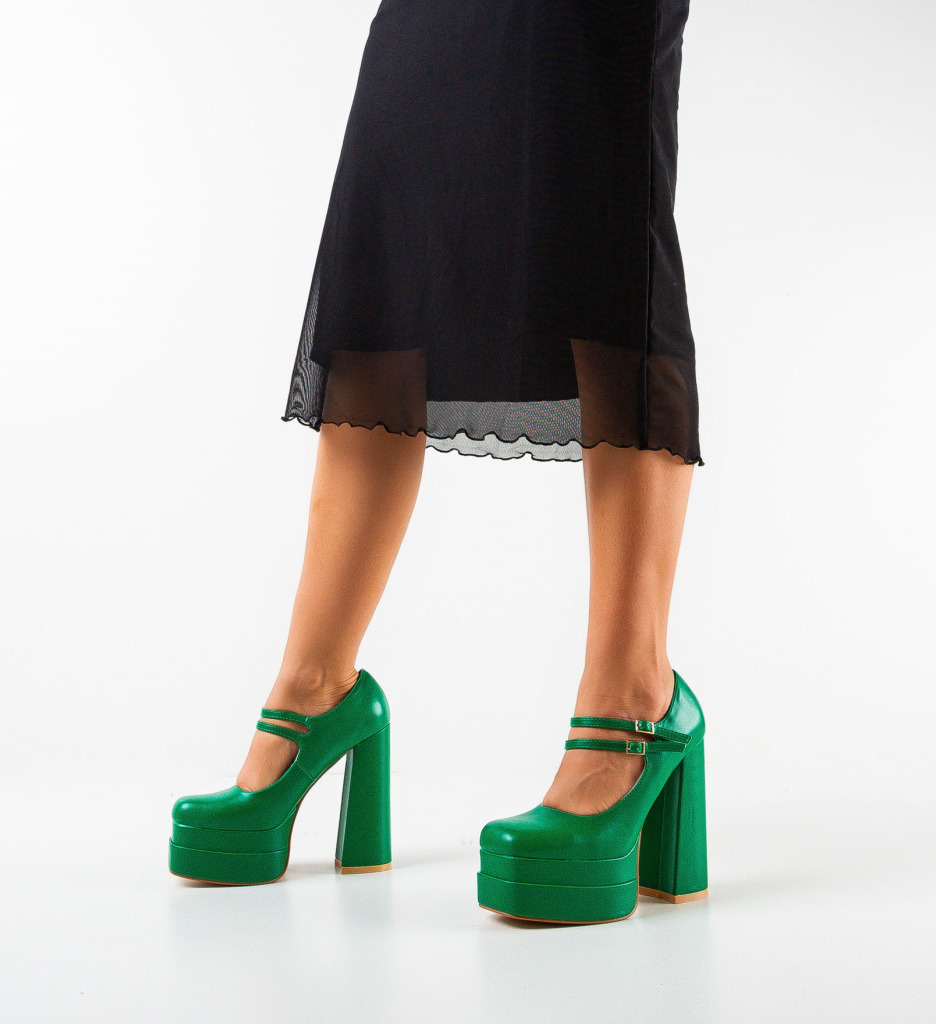 Pantofi dama Maysa Verzi cu toc elegant - imagine 2