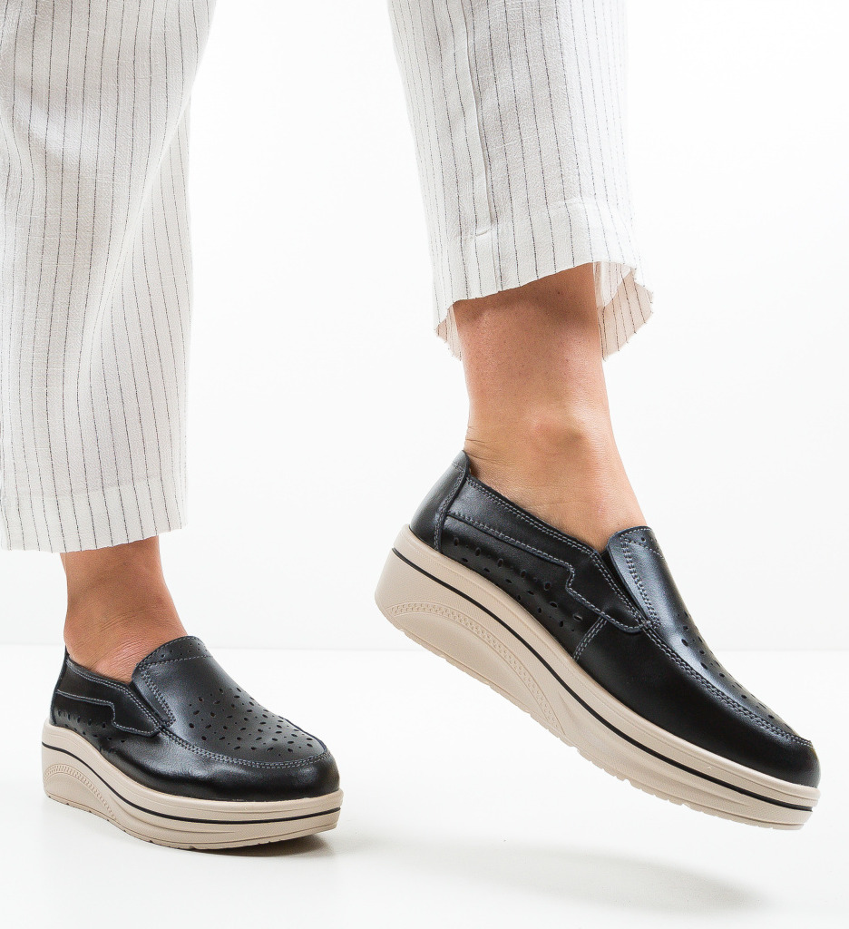 Pantofi Casual Olifram Negri | Confort & Stil - imagine 3