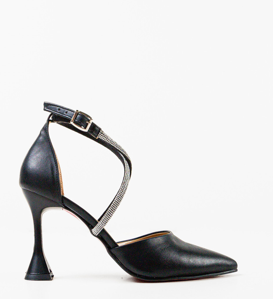 Pantofi Tyber Negri Eleganți cu Toc - imagine 5