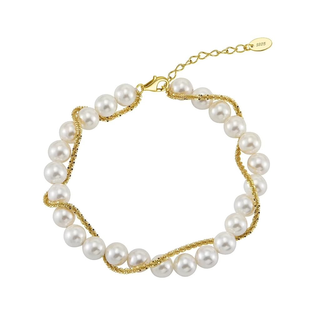 Bratara argint 925 placata cu aur, perle naturale, JW1714