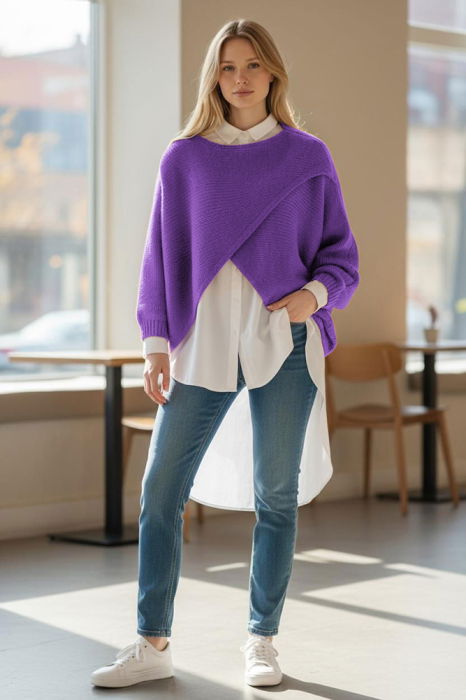 Poncho Asimetric cu Lână Shopika | Stil Elegante