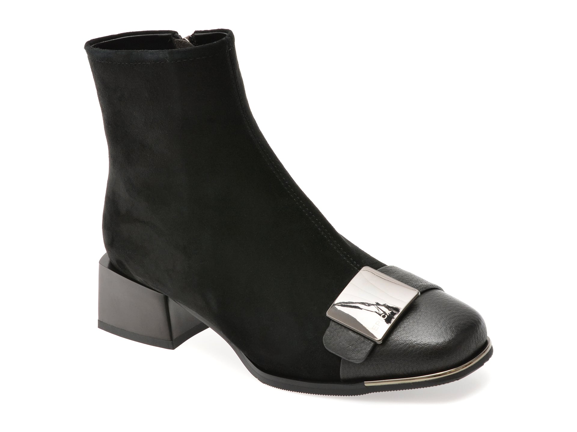 Botine Dama Epica Negre Piele Intarsa - Eleganta Urbana