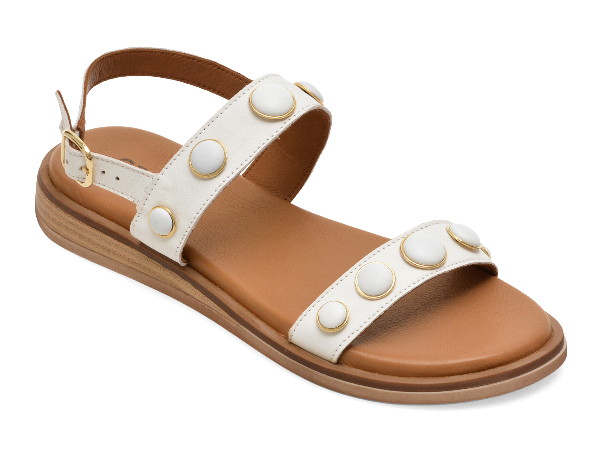 Sandale GRYXX albe din piele naturală