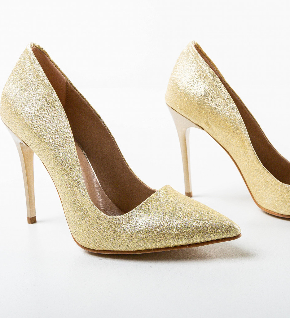 Pantofi cu Toc Aurii Tofife - Eleganți - imagine 7