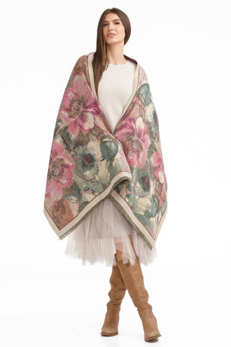 Esarfă Shopika Floral Lână & Bumbac
