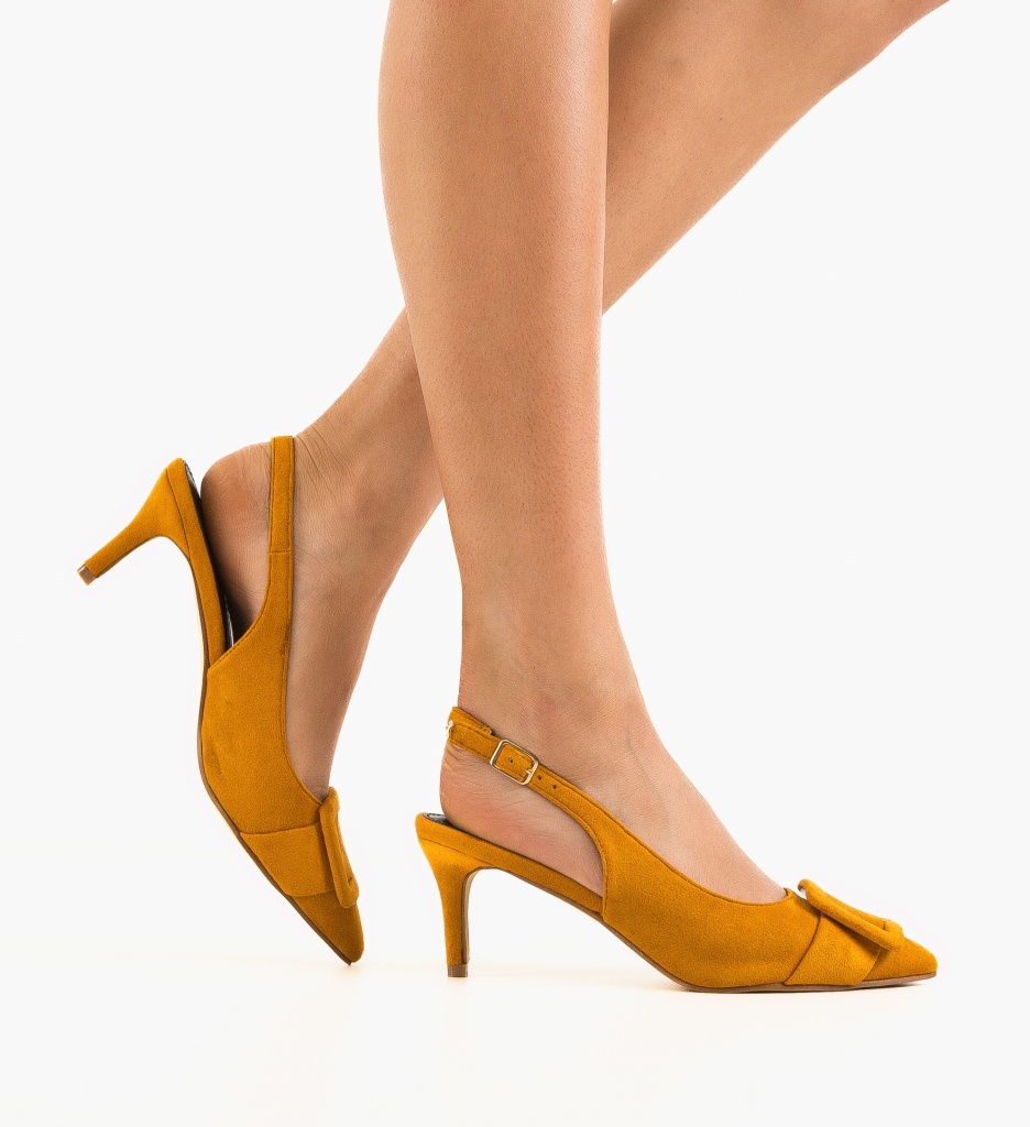 Pantofi cu Toc Luleo Galbeni - Eleganță - imagine 3