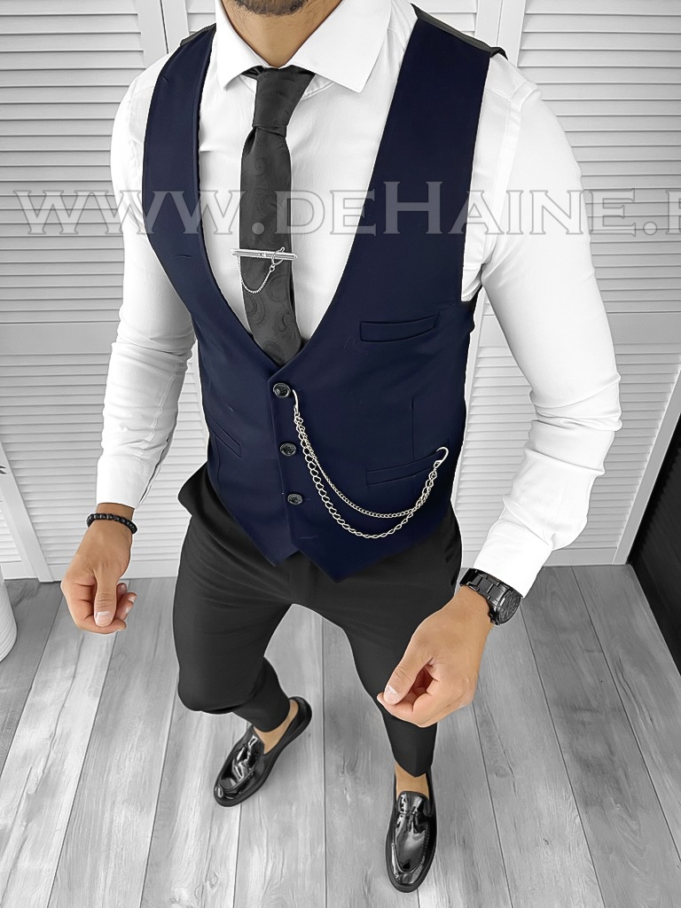 Vesta barbati eleganta slim fit bleumarin B8120