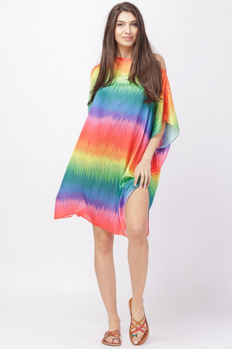 Shopika Rochie Poncho Plajă Matase Curcubeu