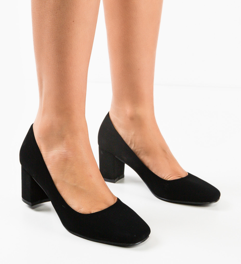 Pantofi dama Hooper Negri cu Toc Stilat - imagine 2