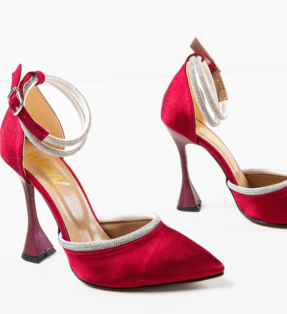Pantofi dama Bark Grena cu toc elegant - imagine 6