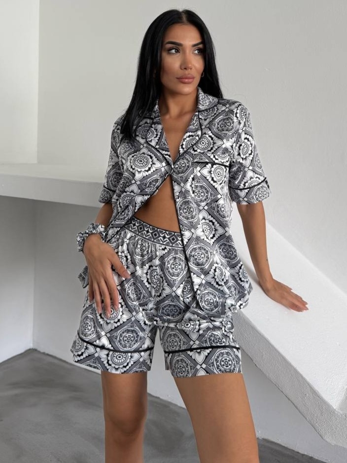 Pijama Dama 2 Bucati Black Mosaic Delis - imagine 7