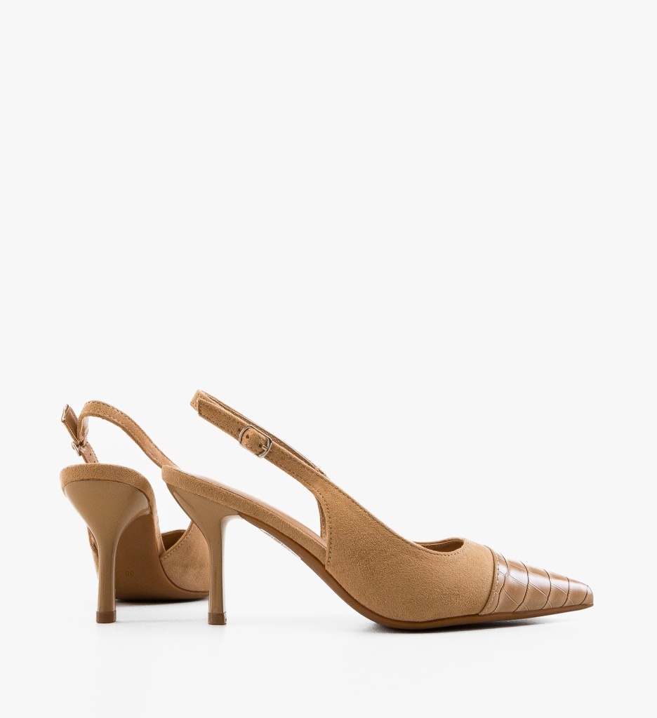 Pantofi dama Hegrid Bej cu toc elegant - imagine 3