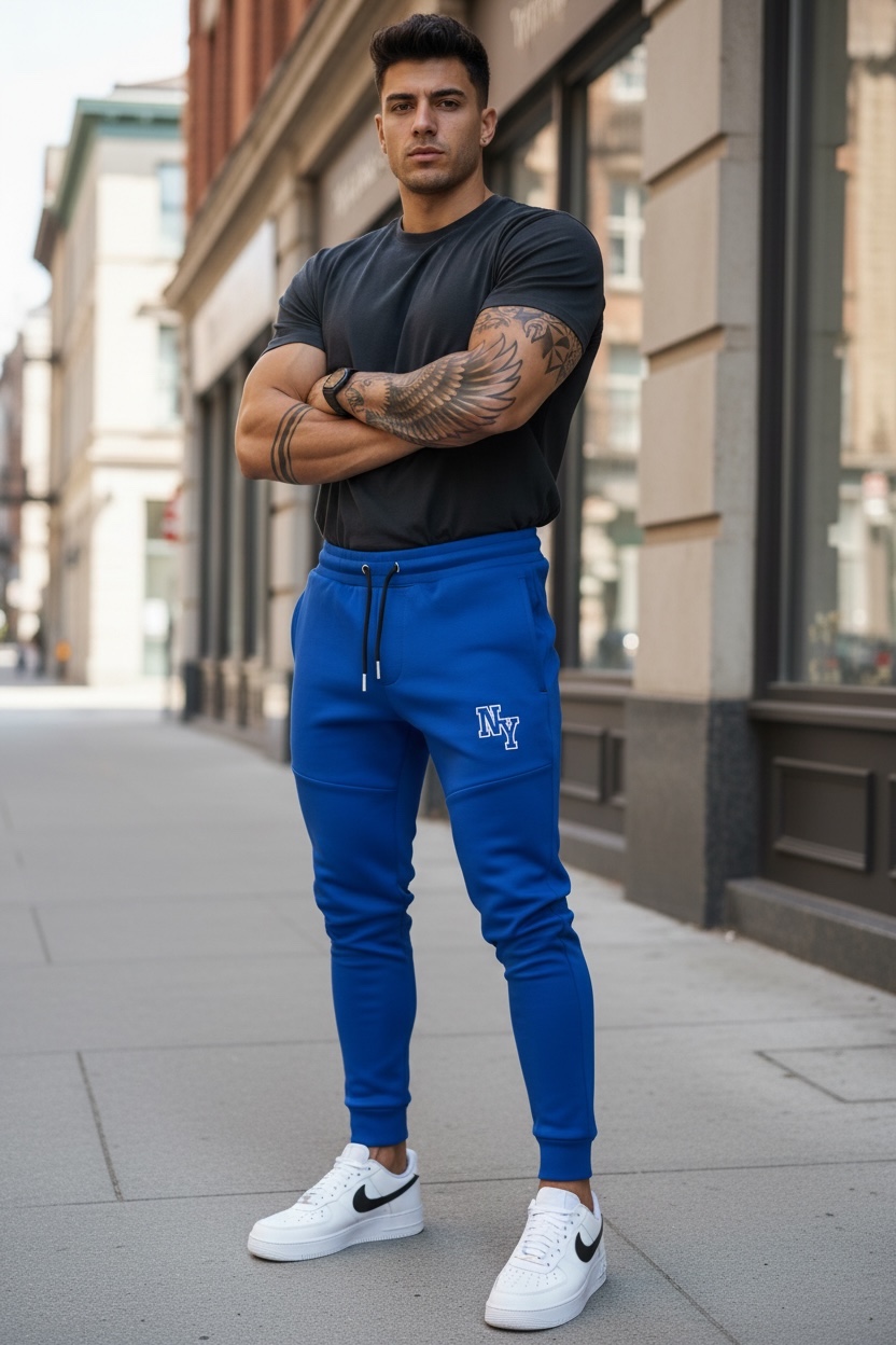 Pantaloni Trening Conici Albaștri | Stil și Confort - imagine 2