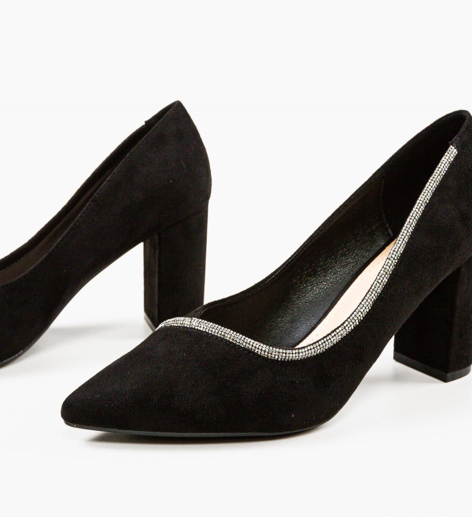 Pantofi Bavalka Eleganți cu Toc Negri - imagine 10
