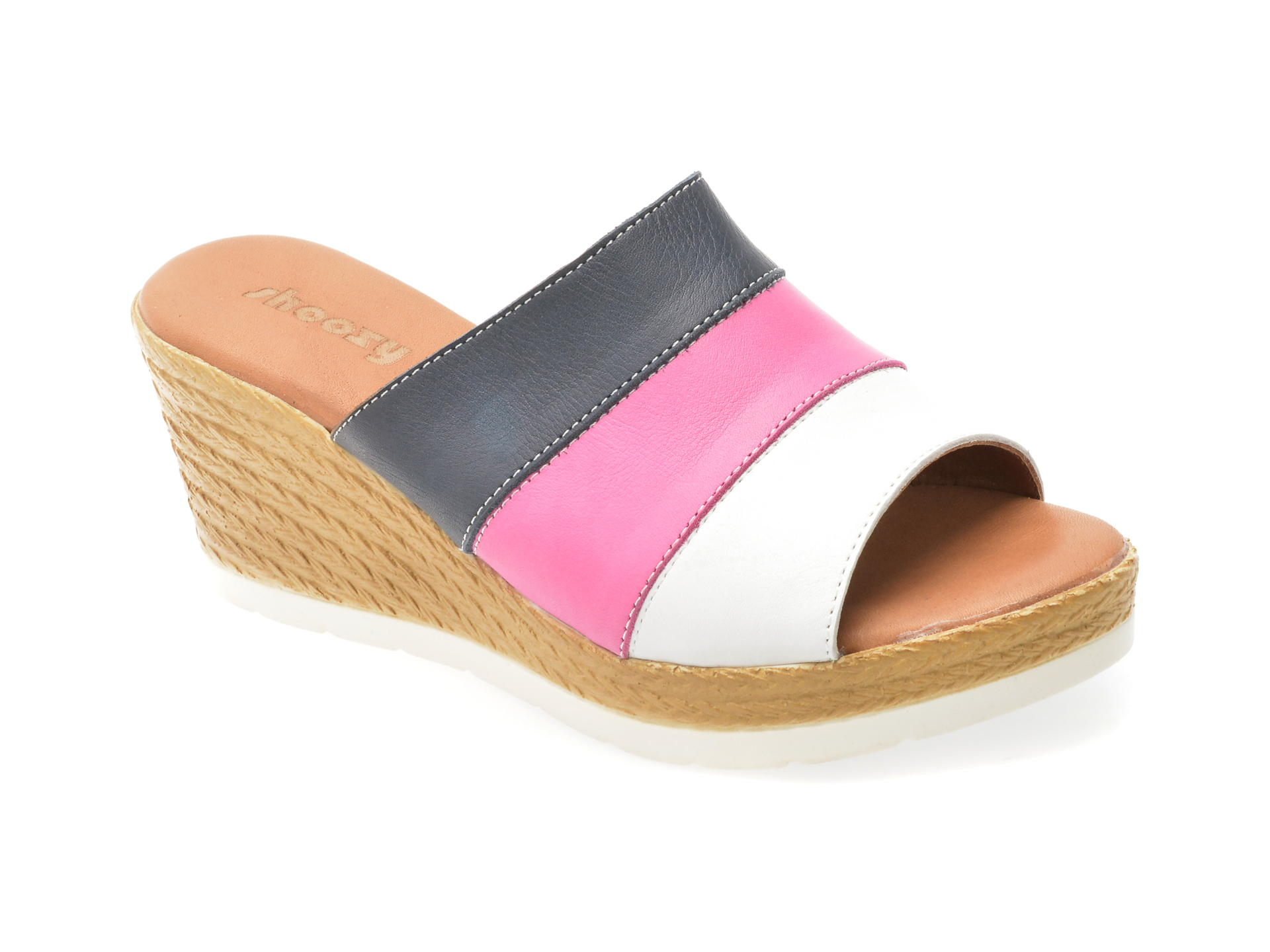 Papuci SHOOZY Albi din Piele Naturală