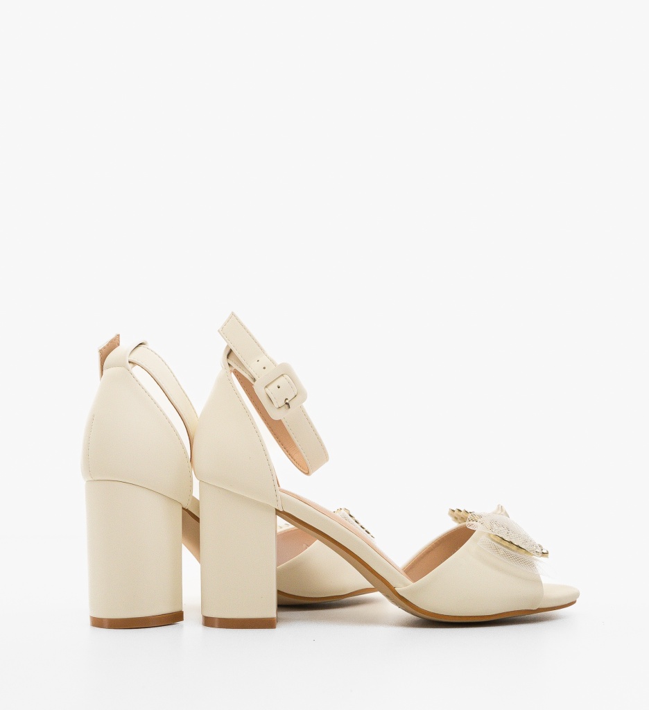 Sandale Jagra Albe cu Toc Elegant - imagine 2