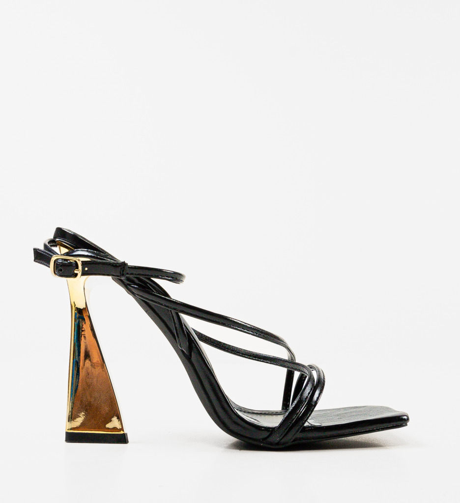 Sandale Dama Lucsy Negre 2 cu Toc Elegant - imagine 2
