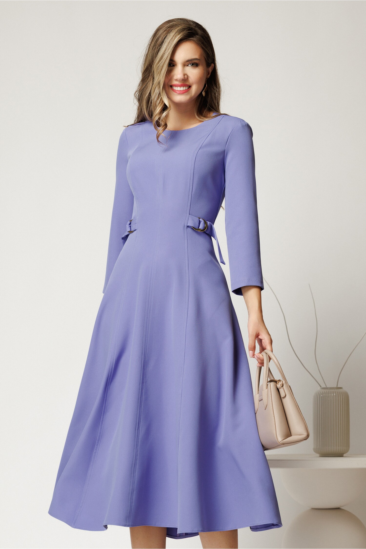 Rochie Lila Midi cu Catarame - Stil & Confort