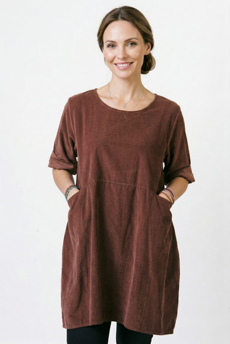 Rochie Tunică Catifea Reiată Shopika | Casual Modernă