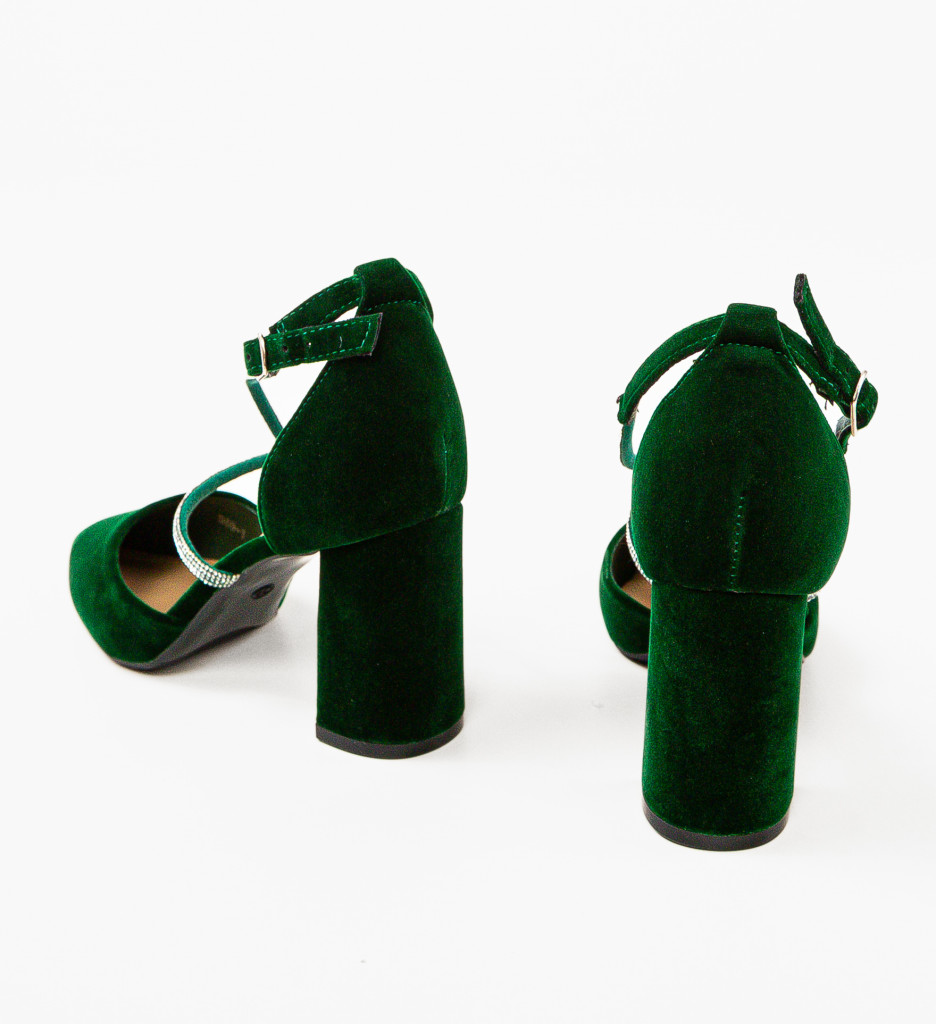 Pantofi dama Menelaos Verzi cu Toc Eleganți - imagine 6