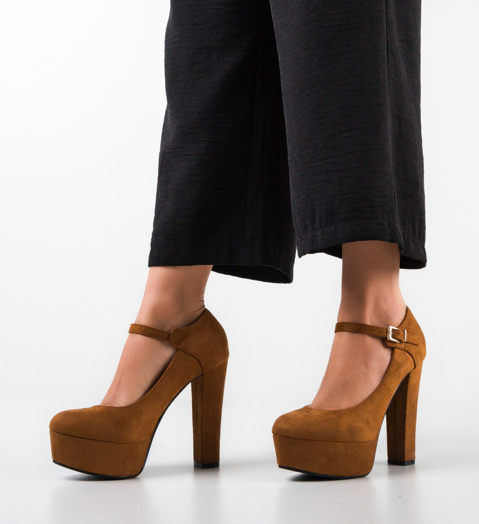 Pantofi Chung Camel cu Toc Elegant - imagine 2