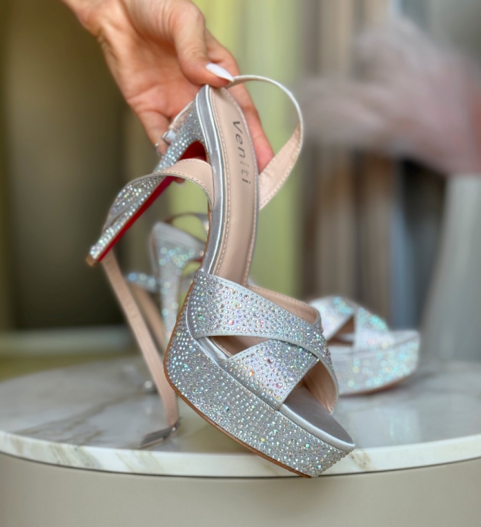 Sandale Toc Zbyr Argintii - Eleganță Premium