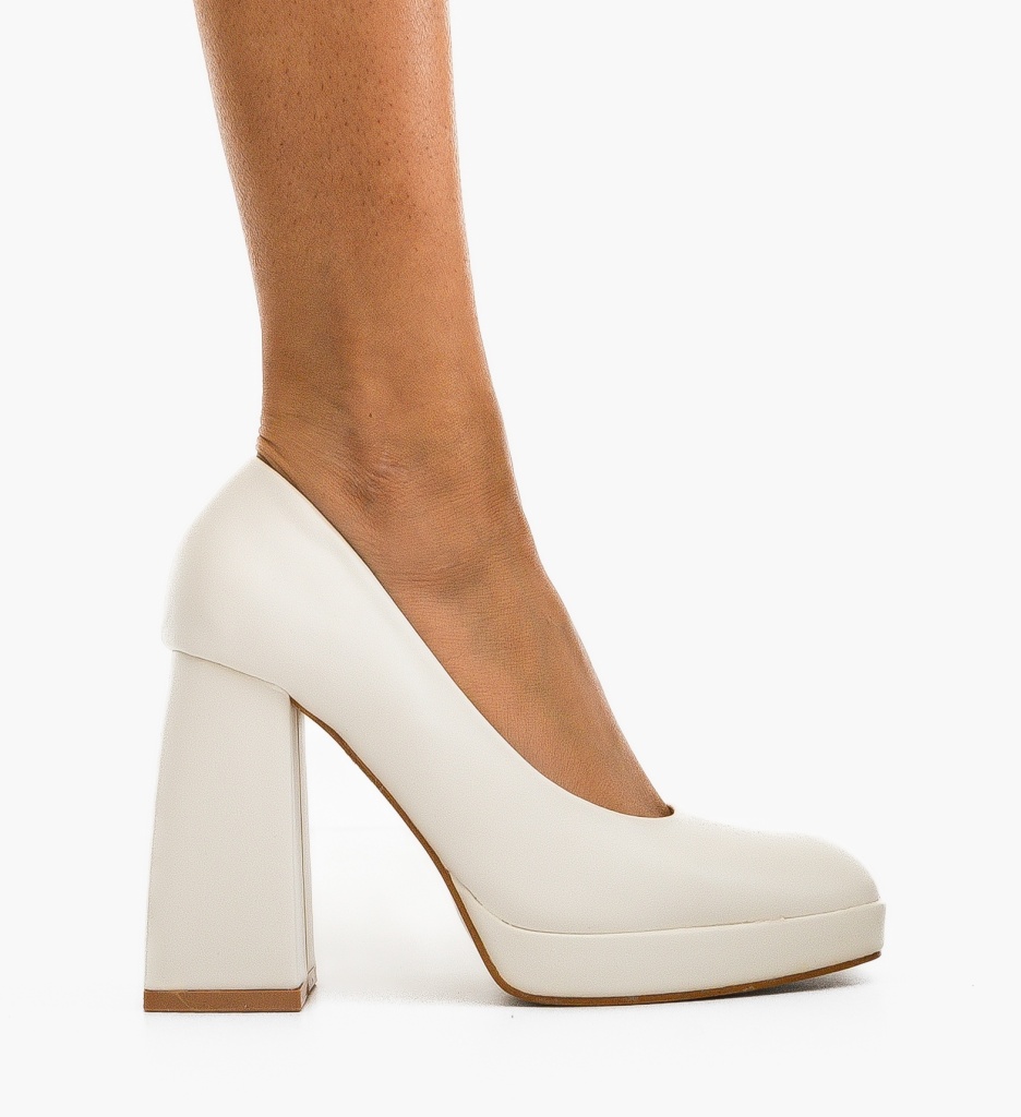 Pantofi Davis Albi cu Toc - Eleganță Pură - imagine 2