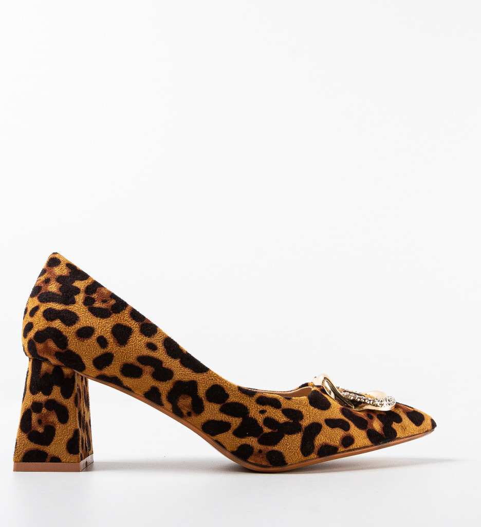 Pantofi Tillie Animal Print cu Toc Eleganți - imagine 4