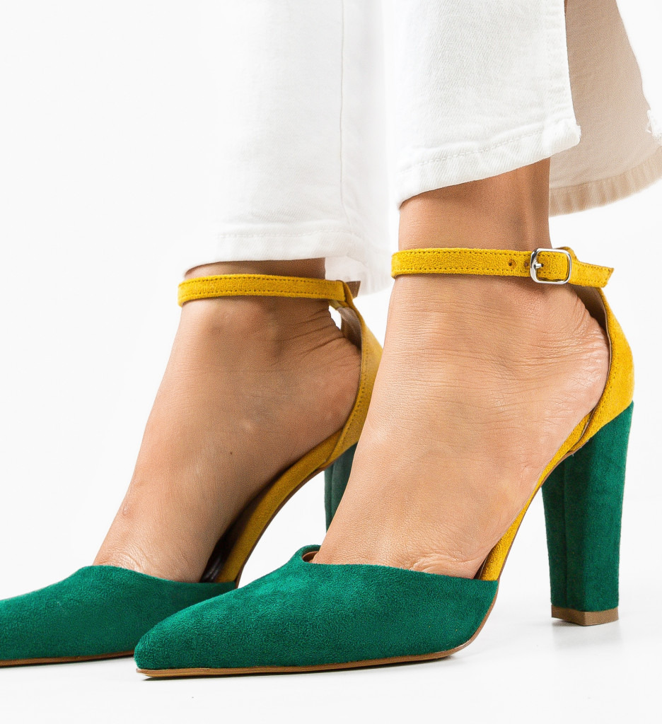Pantofi dama Gizmo Verzi cu toc elegant