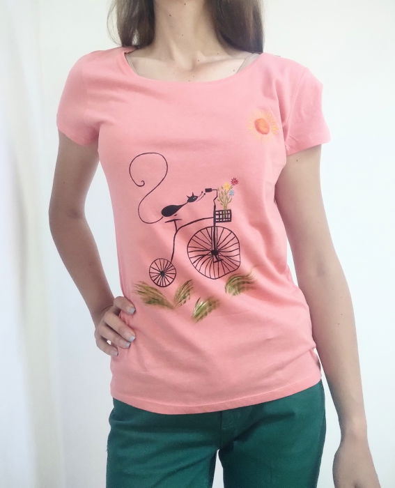 Shopika Tricou Unic Pictat Manual cu Pisicuta - imagine 1