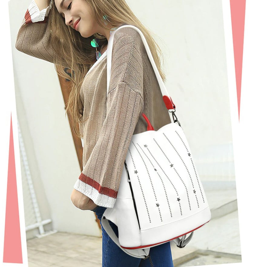 Rucsac Dama Pfy Lea Antifurt, 2-in-1 Alb - imagine 7